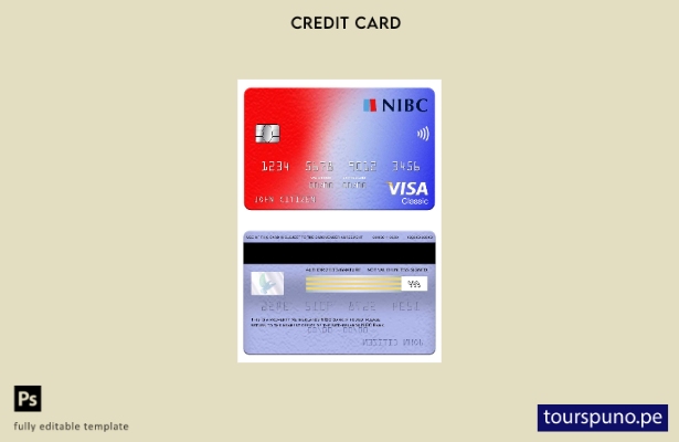 lista para imprimir plantilla de tarjeta clásica de visa NIBC Bank de los Países